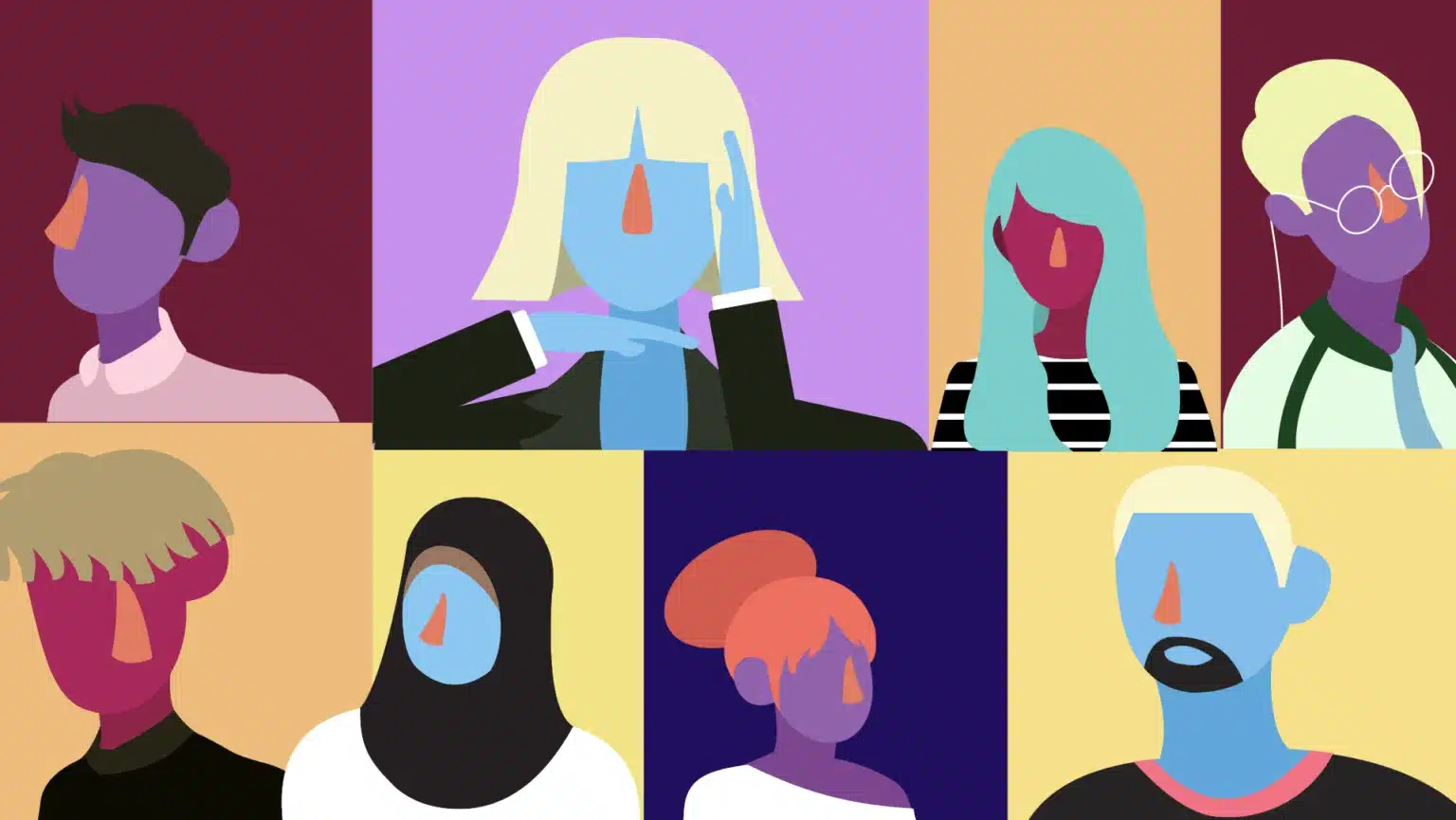 Ilustração com pessoas de perfis diversos, simbolizando os diferentes públicos de uma apresentação.